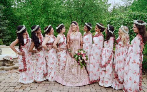 floral bridesmaid sarees