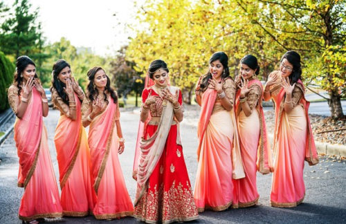 gradient saree for friends of bride