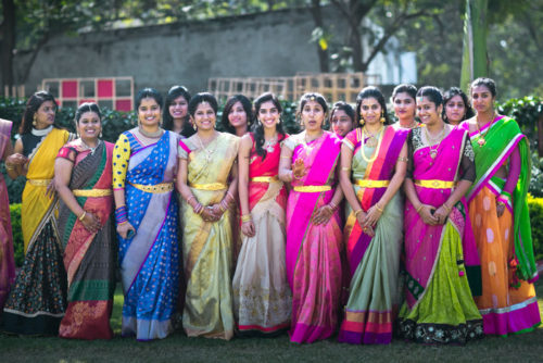 same pattern bridesmaid saree