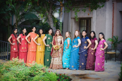 rainbow sarees for bridesmaid