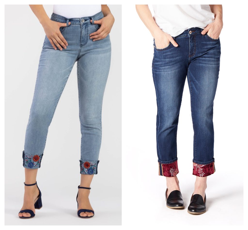 embroidered cuff jeans