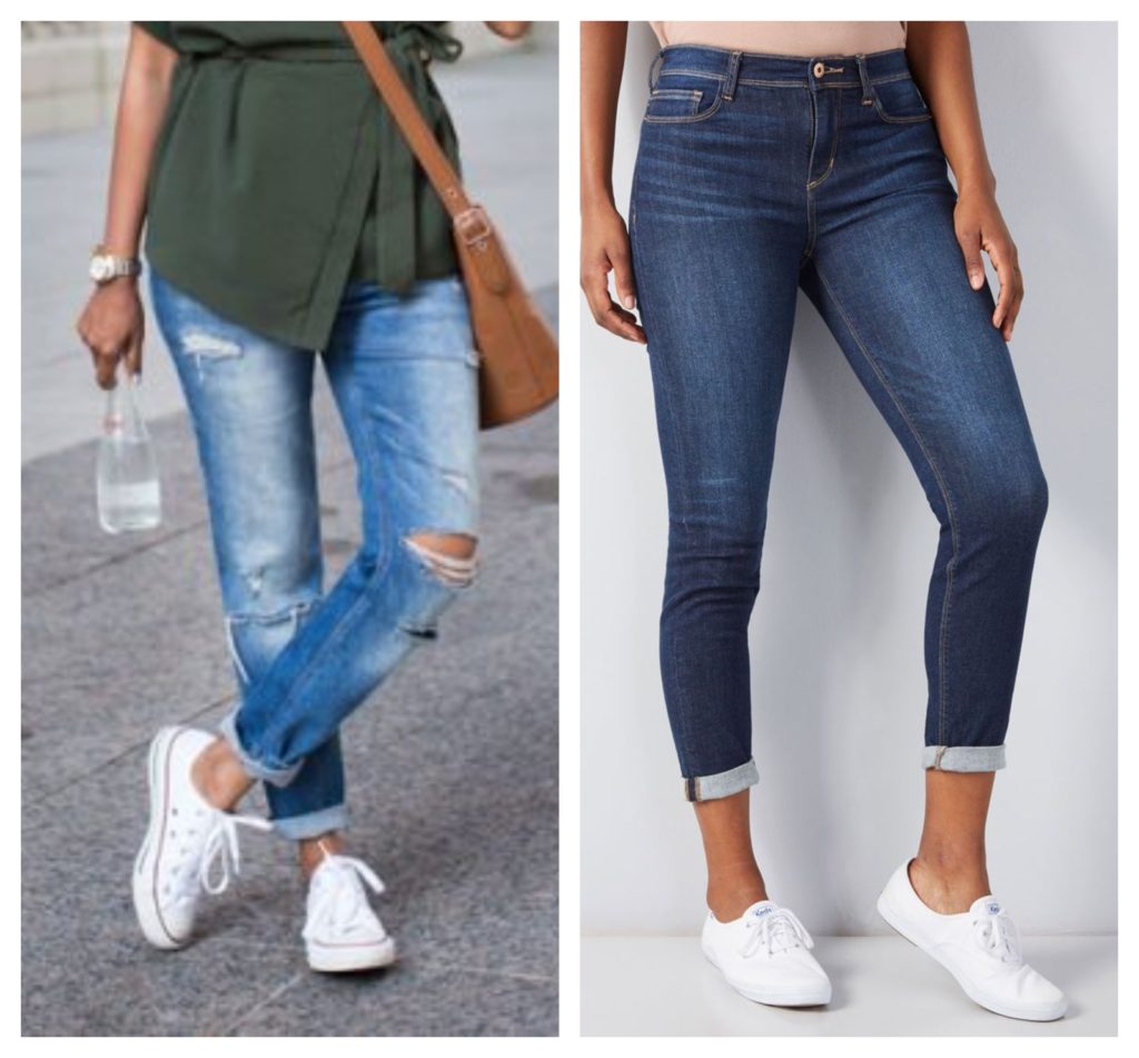 cuff jeans with sneakers