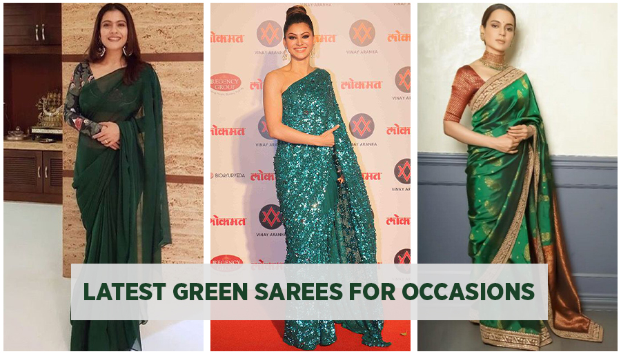 top green saree for occasions,