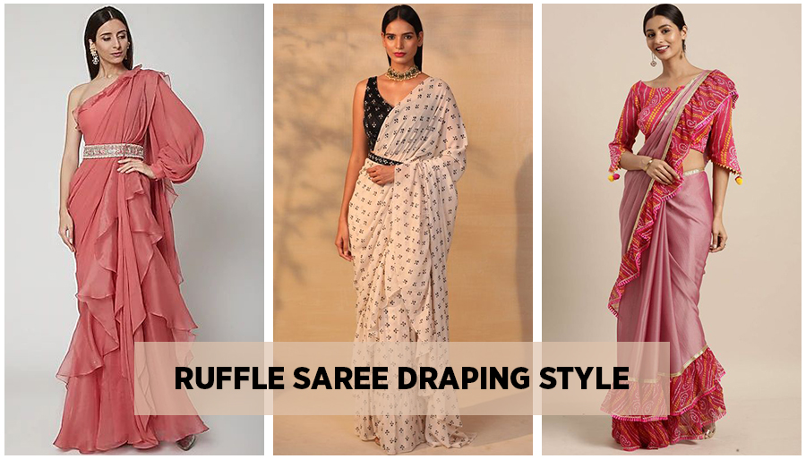 ruffle style saree drape ideas
