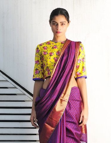 multi colored blouse with saree