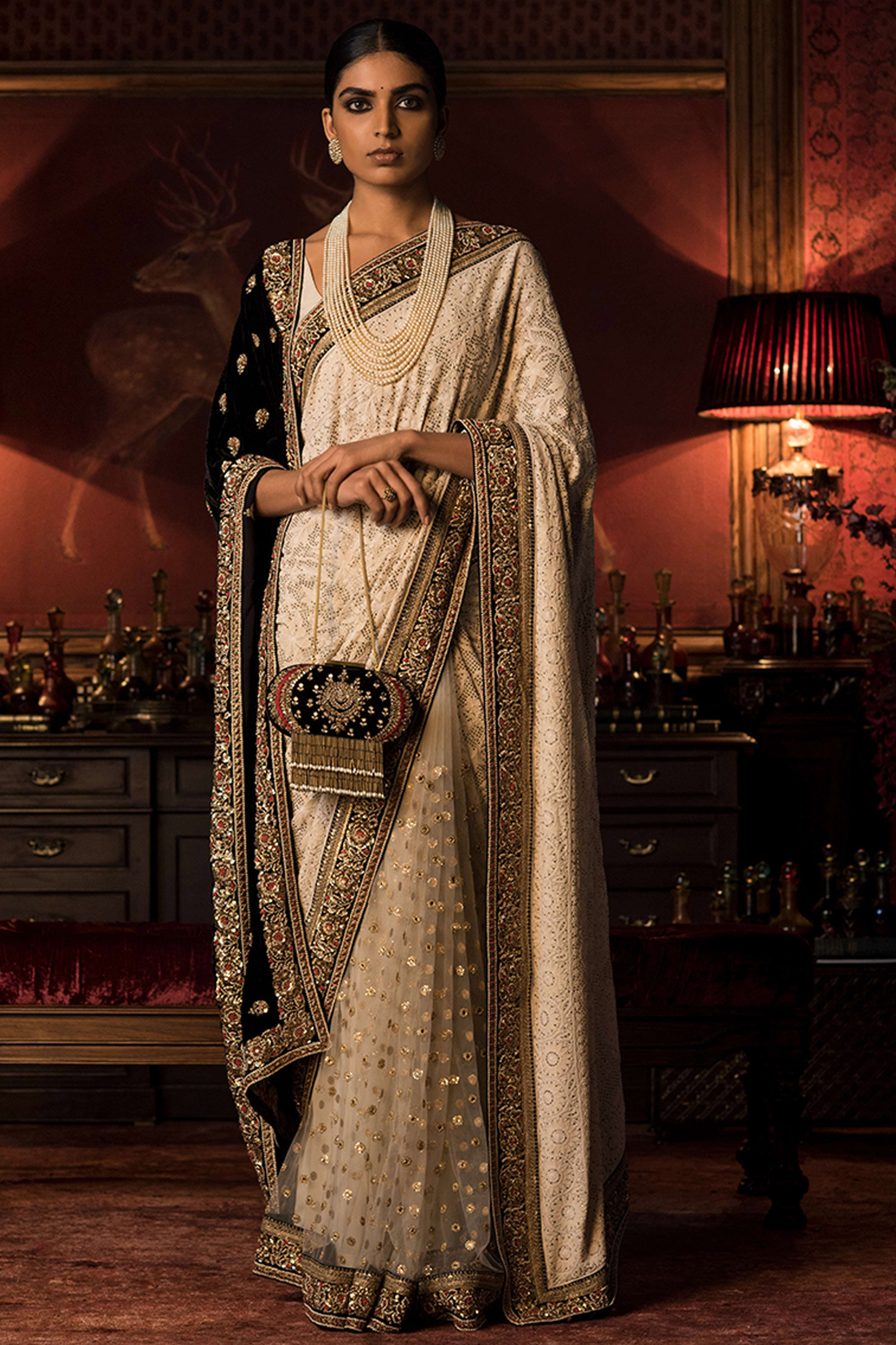 shawl draping with saree