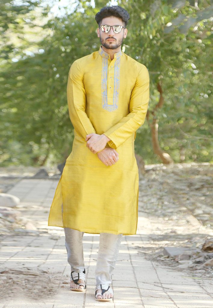 Wedding Wear for Mens Haldi Function, men yellow kurta pajama 