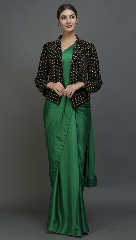 Ladies winter jacket on saree deals