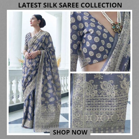 buy grey silk saree online for wedding