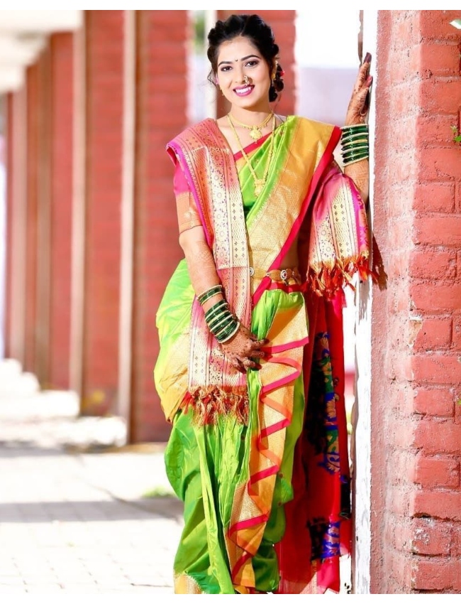 parrot green sari