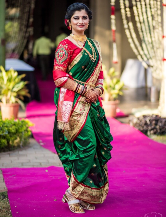 green kashta saree