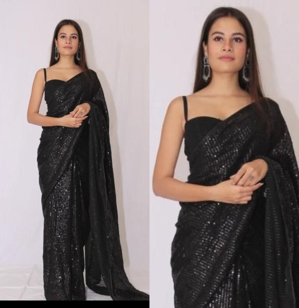 Sequins black saree trends 
