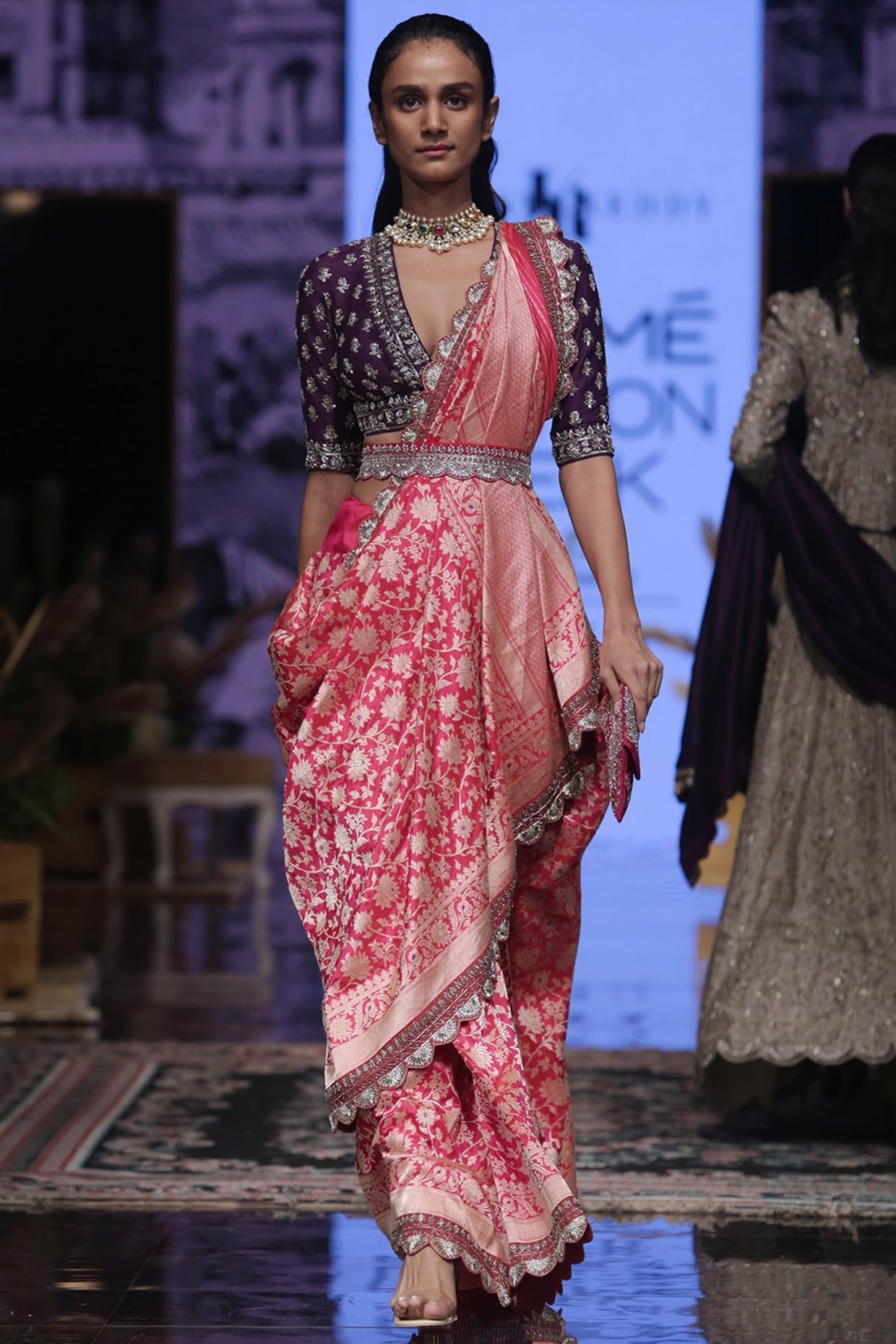 Corner pleated saree drape