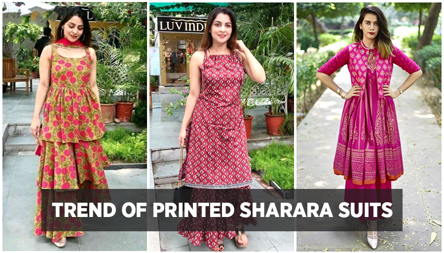 printed sharara suit for women