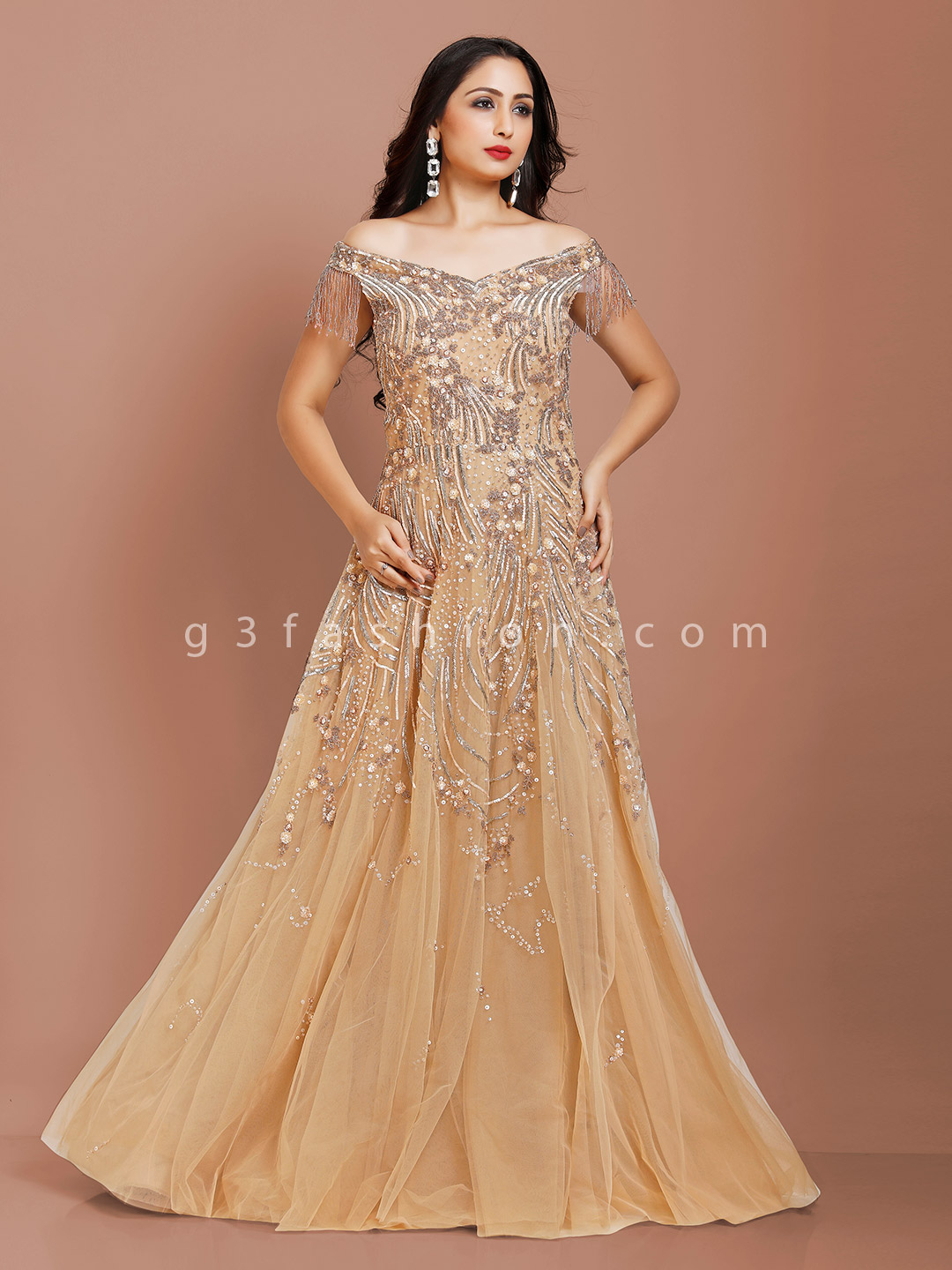 off shoulder gown for women