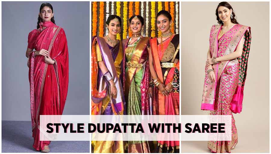 drape dupatta on saree