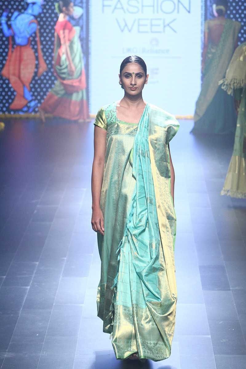 Stylish silk saree drape