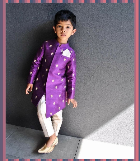 Purple Indowestern Sherwani for boys