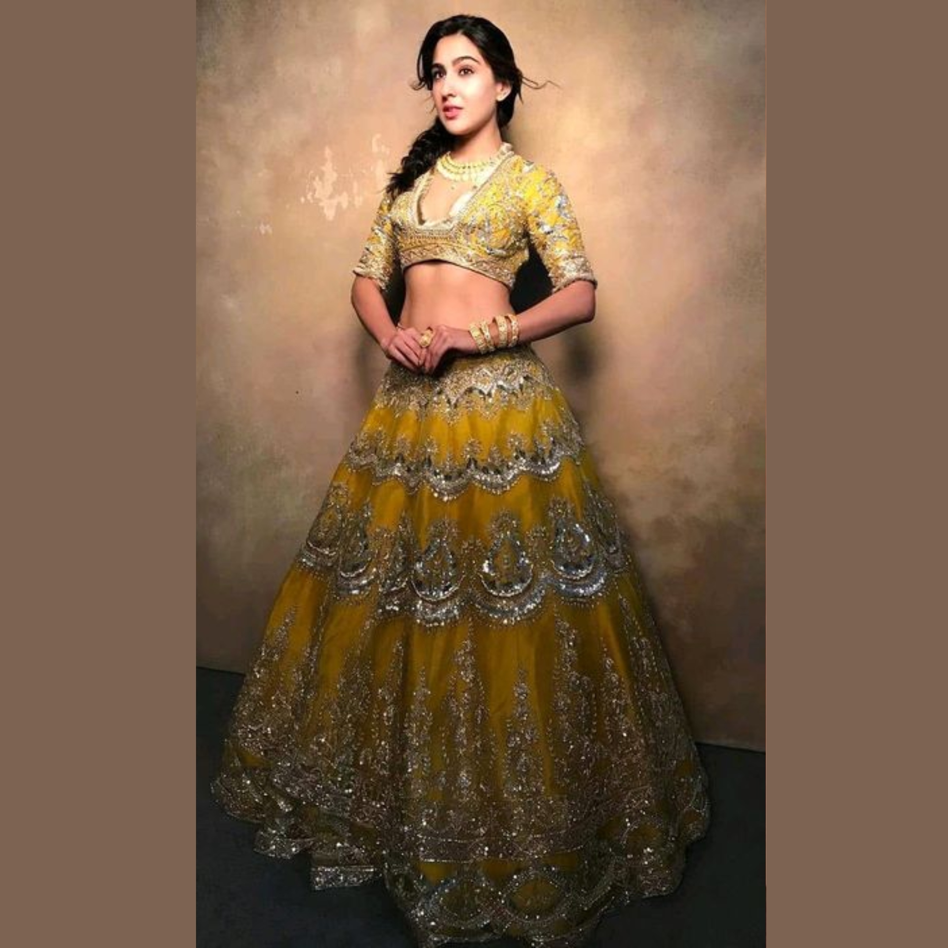 sara ali khan yellow lehenga