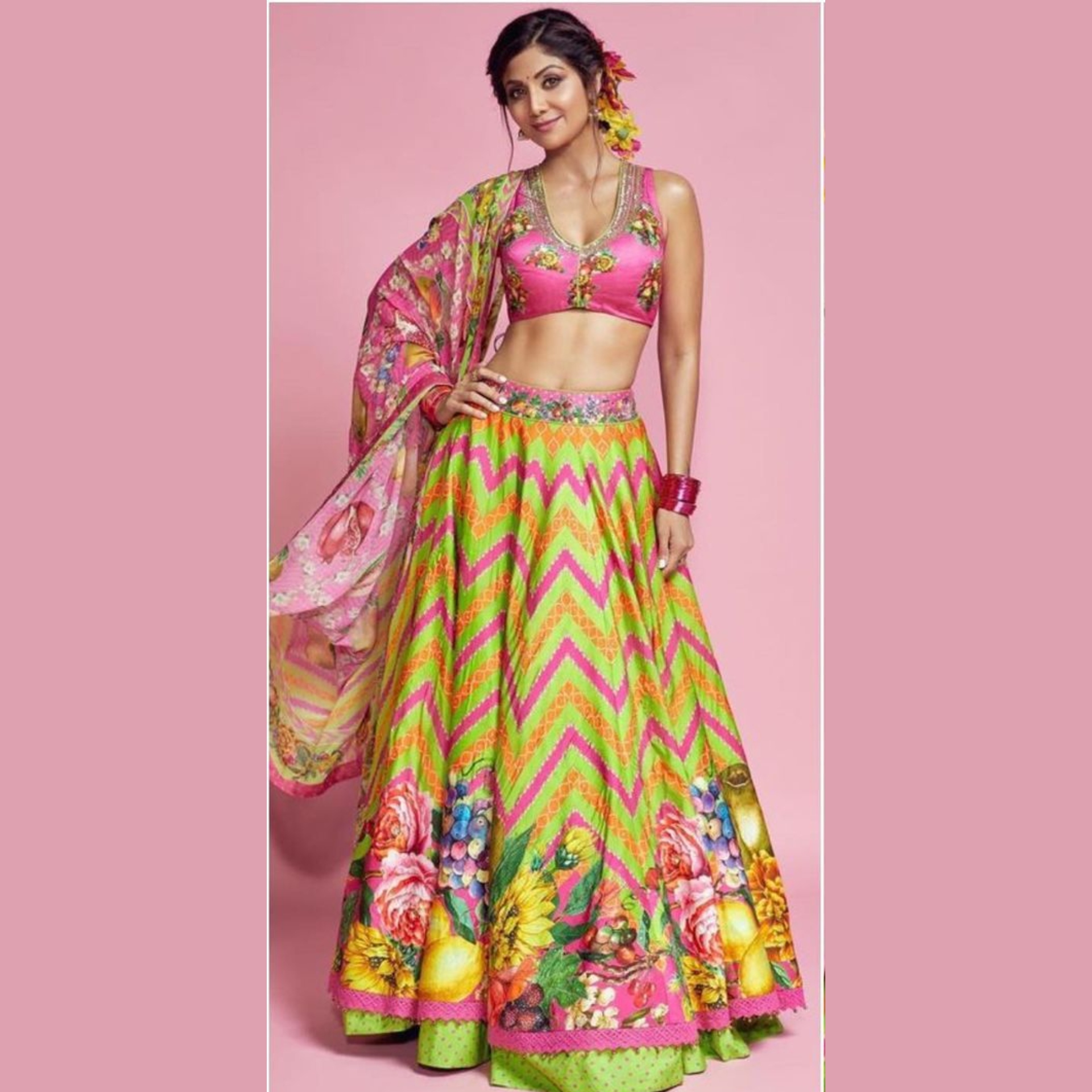 shilpa shetty in floral lehenga