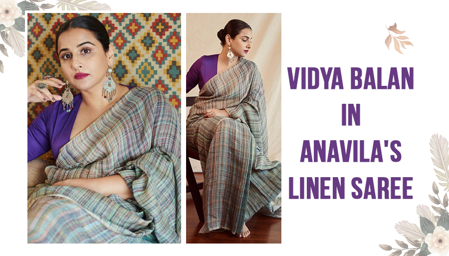 Vidya Balan in Anavila's Linen Saree