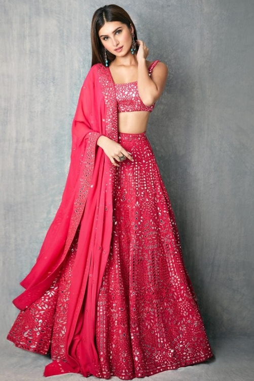 wedding wear pink lehenga choli with sequins work