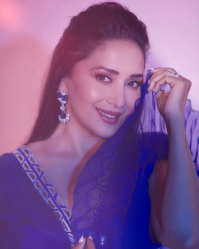 Madhuri Dixit in blue lehenga choli