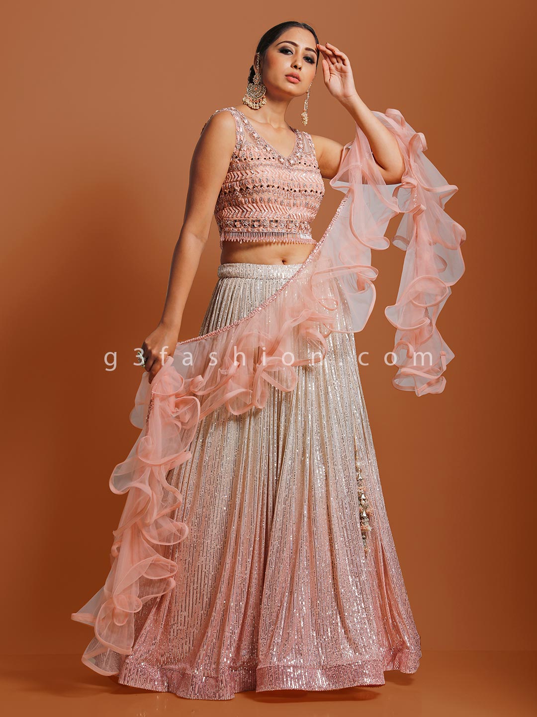 pink designer wedding wear lehenga choli for 25 year girl