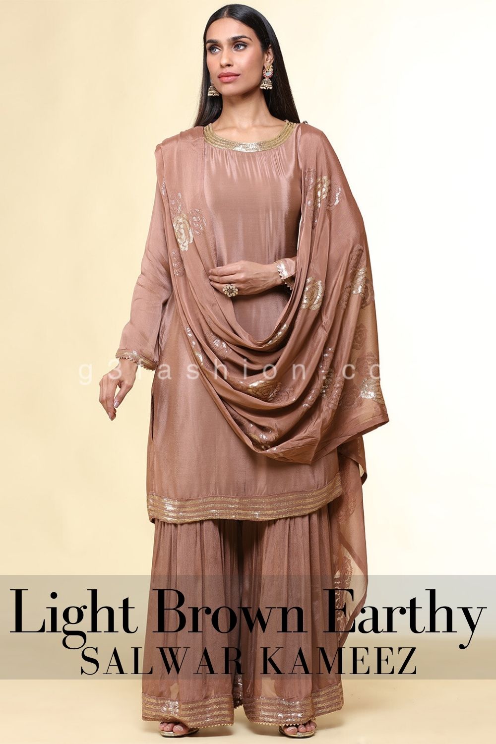 light brown sharara salwar kameez