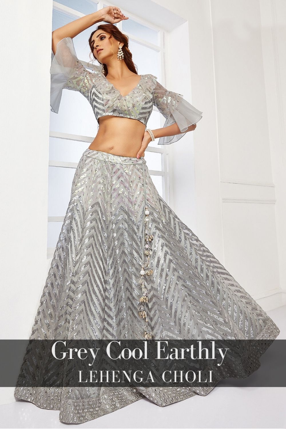 grey bridesmaid lehenga choli for wedding