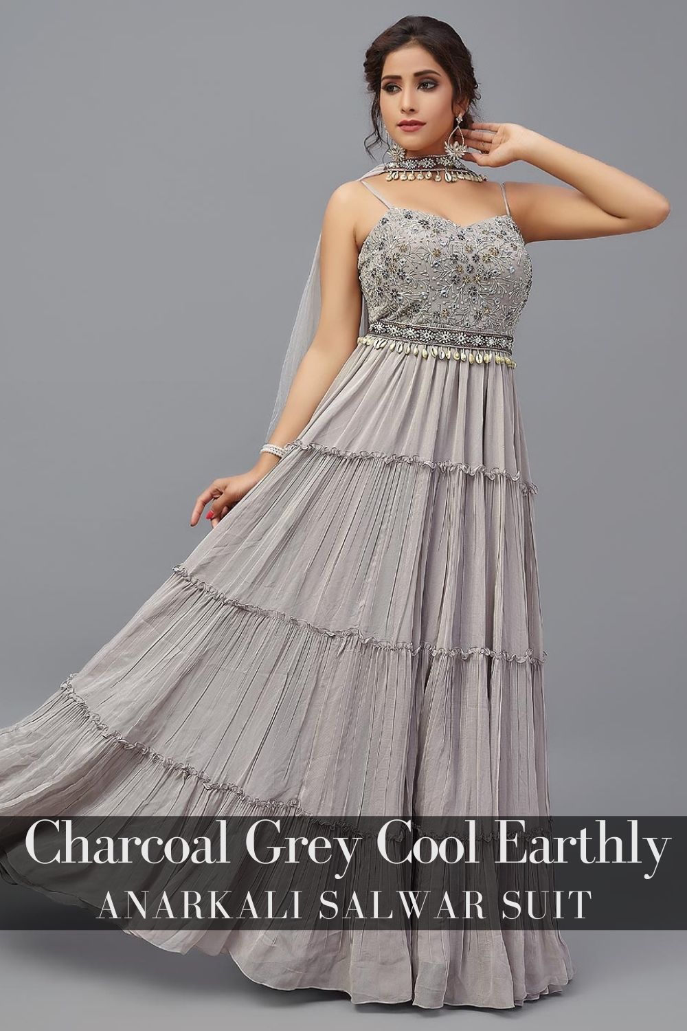 charcoal grey Earthy tones wedding wear