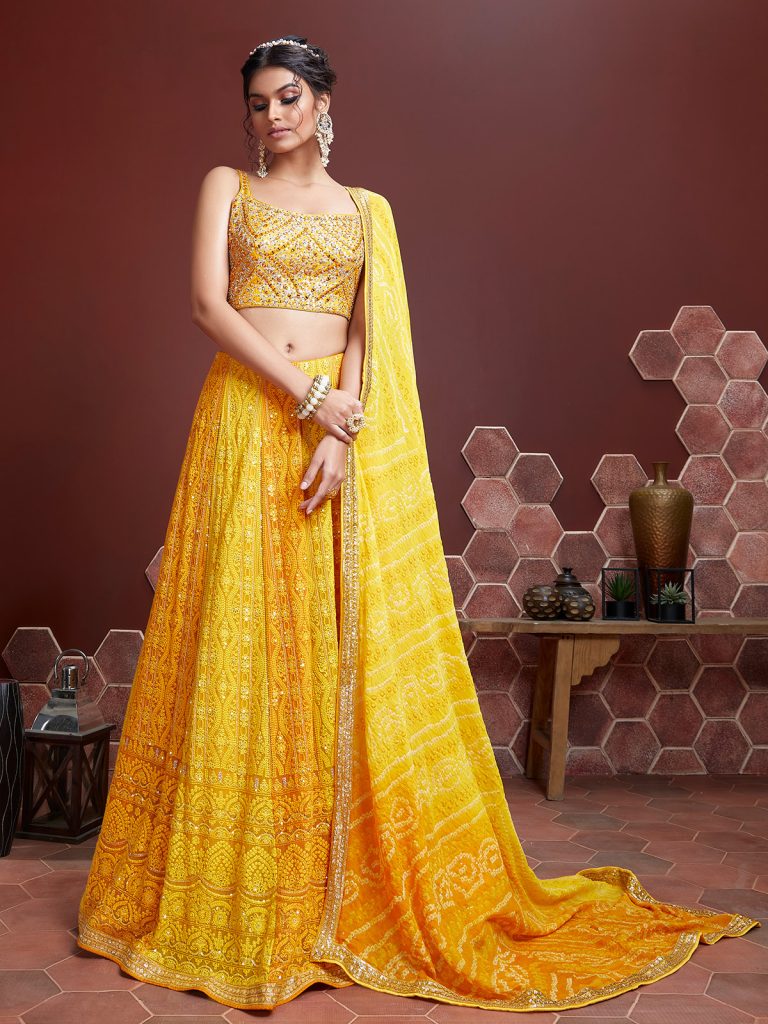 Yellow Lehenga for Bridal Mehendi Outfits
