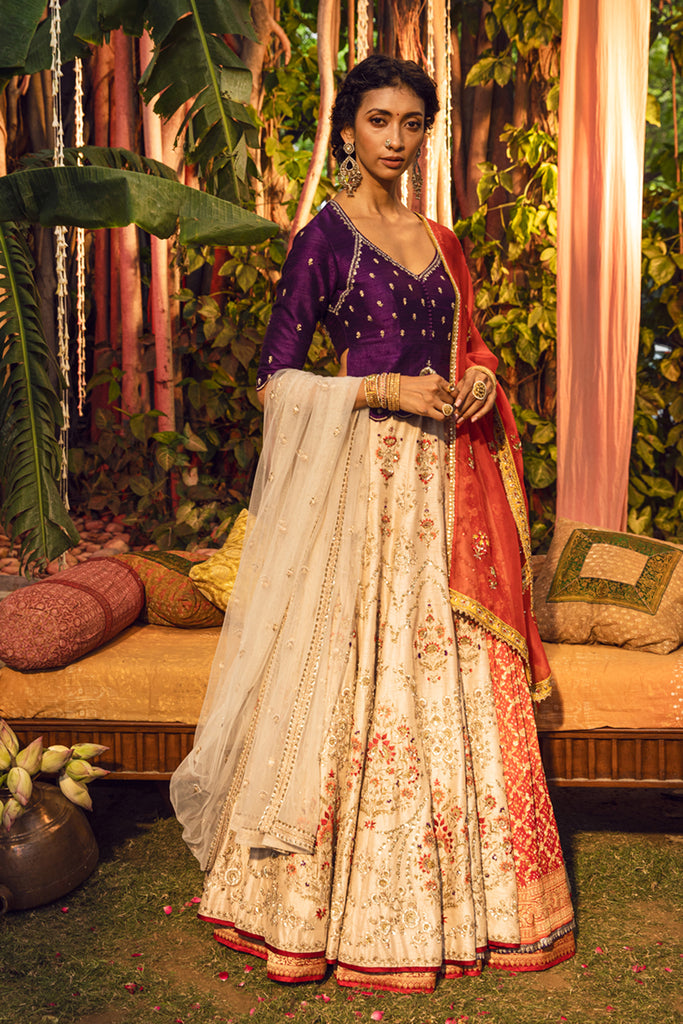 purple and ivory new lehenga design for weddings