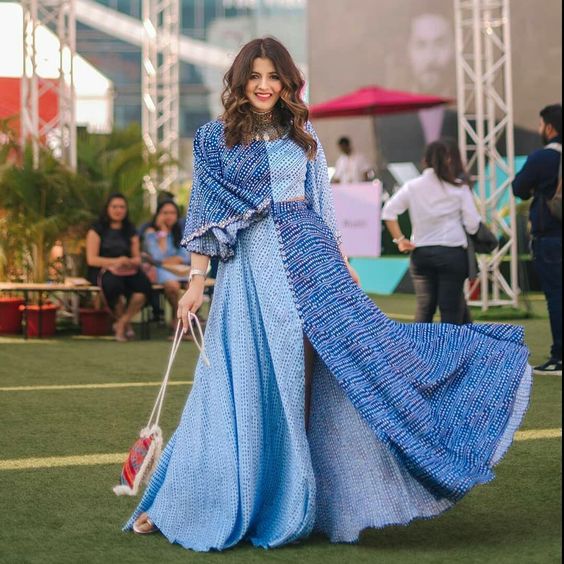 Blue Indowestern jumpsuit for raksha bandhan