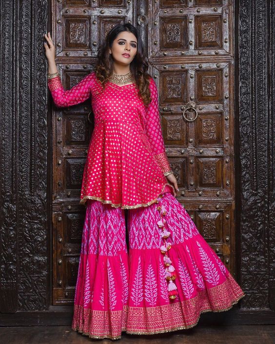 Pink Sharara for festive season