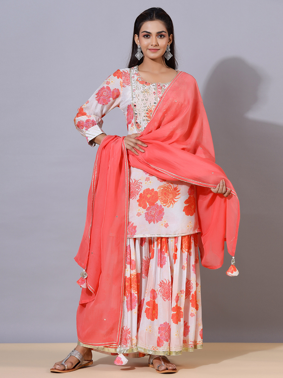 Cotton Silk Design Festive Sharara Set