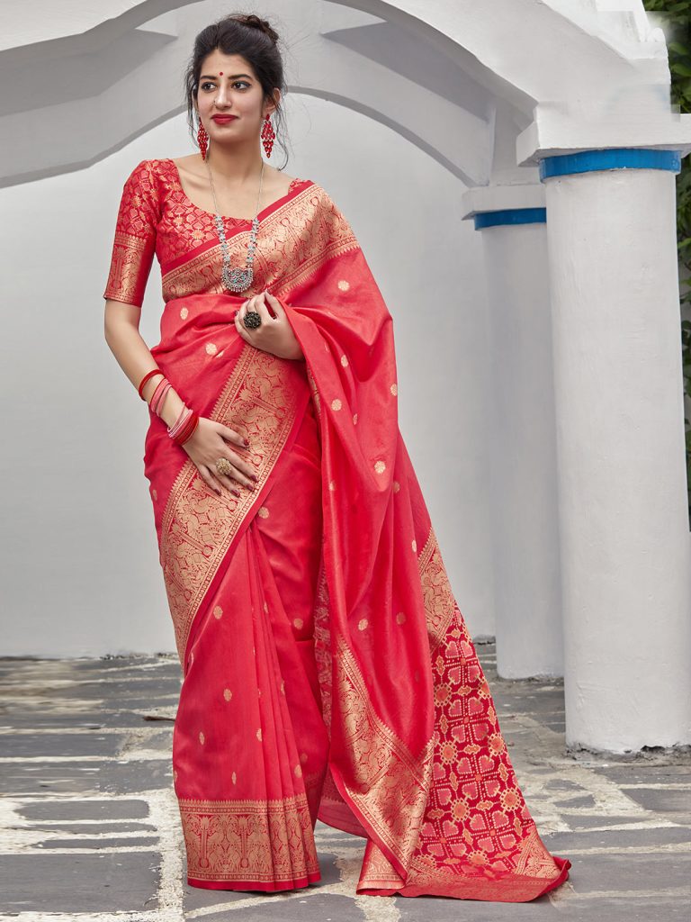 Traditional indian party deals wear Saree rajasthani Bandhej banarasi silk saree ghadchola full zari with running blouse wedding women saree