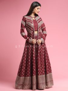 jacket style winter wedding lehenga