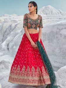 red lehenga