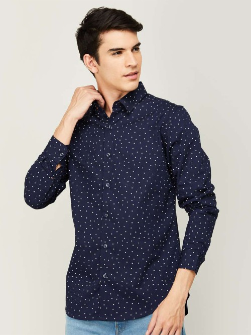 Printed Navy Blue Shirt