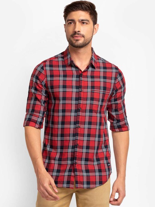 Red Checked Shirt for Men