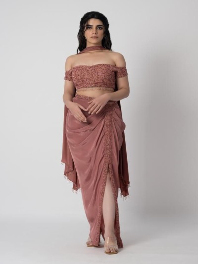 Fancy Cut Top and Draped Bottom Skirts