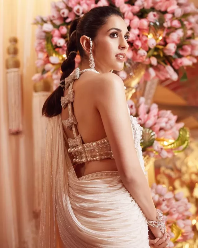 Shloka Ambani’s White Saree for Sangeet